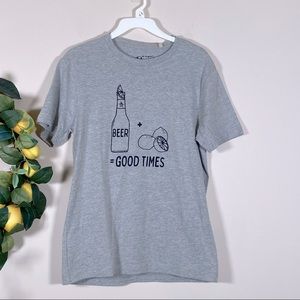 Men’s gray t-shirt with beer + lemon = good time print 
by an original penguin S